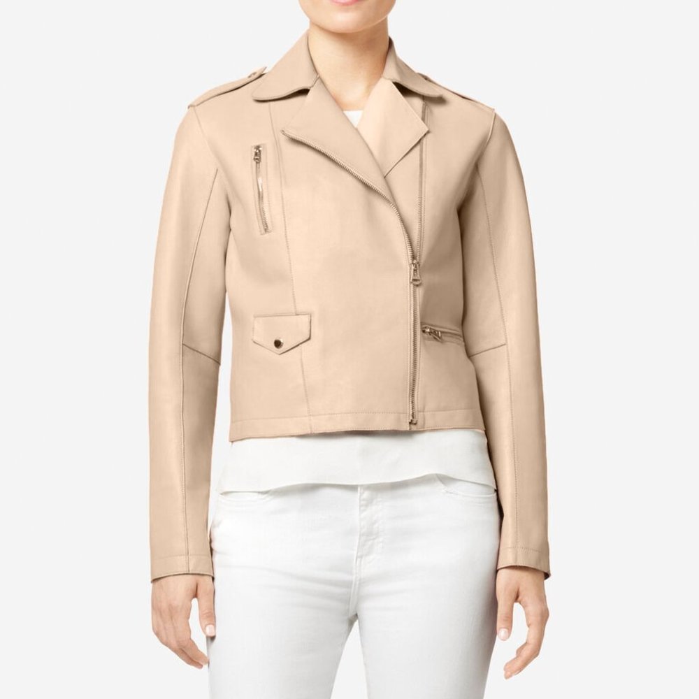 ColeHaan Spring Bonded Lambskin Womens Moto Jacket